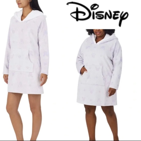 Disney Mickey and Minnie Mouse Lounger with Cozy Hood Fleece Lounge Hoodie Dress - Picture 1 of 11